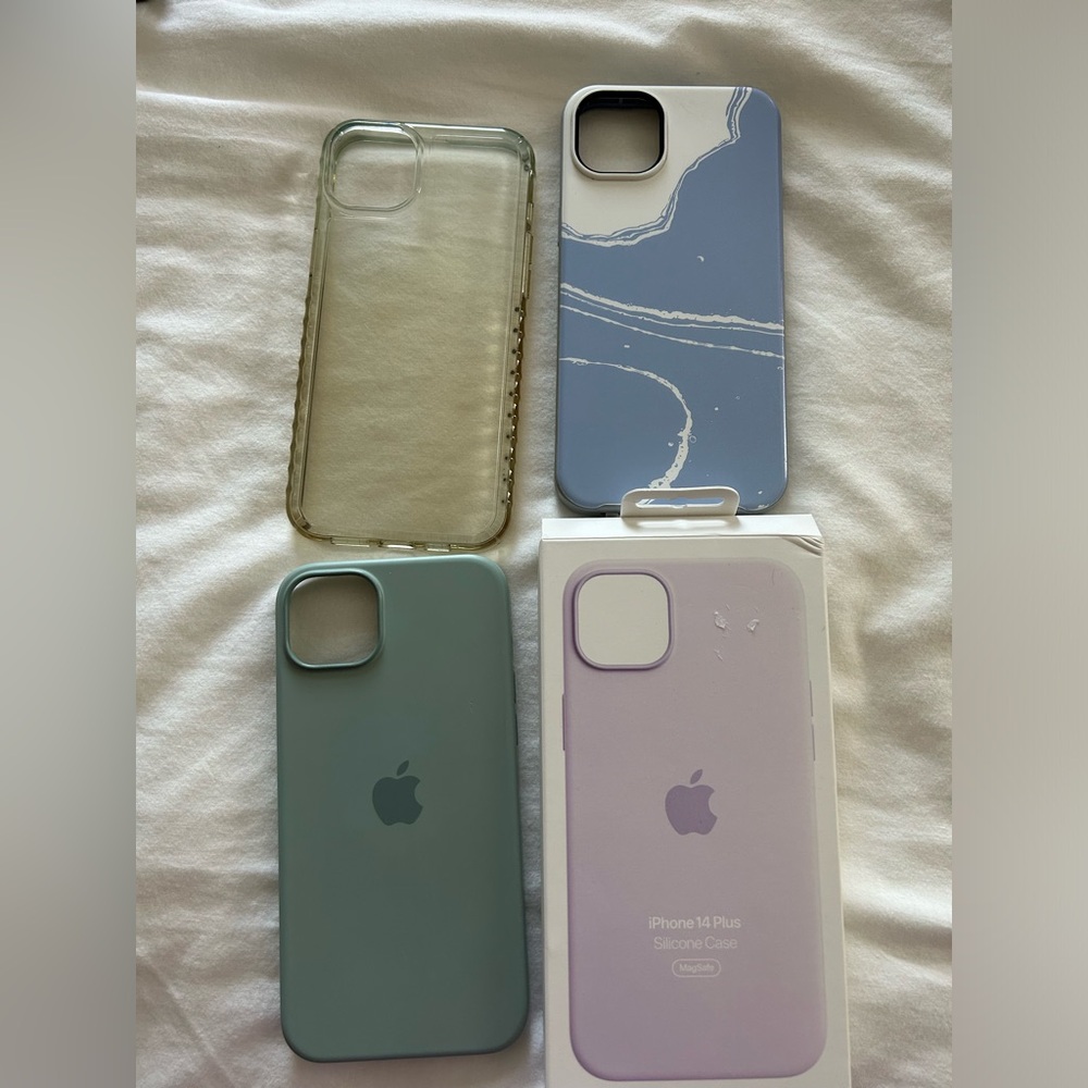 Apple iPhone 14 Plus Silicone Case Set - Lavender, Teal, Clear